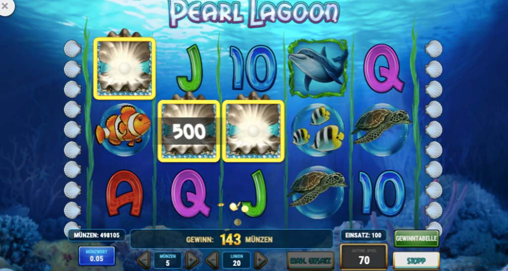 Pearl Lagoon Slot Spieloberfl&auml;che
